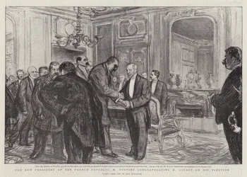 Nowy prezydent Republiki Francuskiej, M. Rouvier, gratuluje M. Loubetowi z okazji jego wyboru